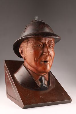 Albert Nadeau (Quebec, 1915-2010) Folk Art Carved Wood Bust, Man Wearing Hat. Albert Nadeau 