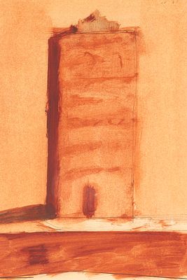 Alain Martin (b. 1958) Oil on Paper, L’edifice, Canadian Modernist Architectural Study
. Alain 