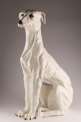 Mid Century Italian Ceramic Greyhound or Whippet Life Sized Sculpture. Mid Century Italian 