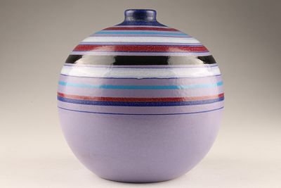 Mid Century Italy Striped Bitossi Vase Aldo Londi, Fasce Colorate. Mid Century Modern Bitossi 
