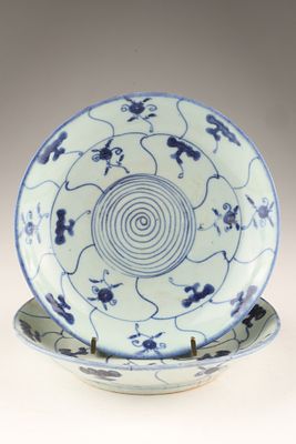 Pair of Signed Chinese Blue and White Porcelain Plates. Pair of Chinese Blue and White Porcelain 