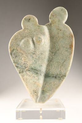 Modernist Stone Sculpture of Two Figures signed H. Rozen. An abstract Modernist stone sculpture 