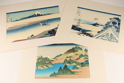 Katsushika Hokusai (1760-1849) Set of 3 Japanese Woodblocks from Thirty-six Views of Mount Fuji 