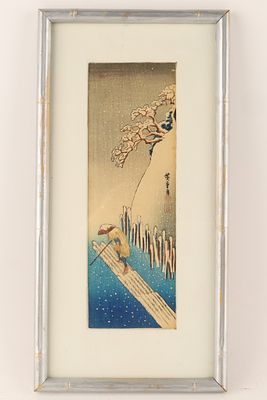 Utagawa Hiroshige (1797-1858) Japanese Woodblock Print, Snow on the Sumida River . Snow on the 