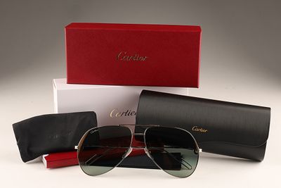 Cartier Ruthenium Aviator Sunglasses, New with Box. Brand New Men's Cartier grey tint with 