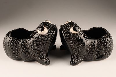 Pair of Maison Jean Roger Paris Rare Black Frog Planters 1962. Pair of Jean Roger (1924 - 2015) 