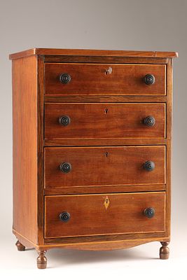 19th C Antique Regency Miniature Chest Of Drawers In Mahogany, England, c. 1810. An antique 