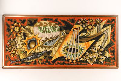 Jean Picart Le Doux (1902-1982), attrib., La Cithare, Modernist Tapestry. Vintage Royal Paris 
