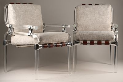 Pair of Modernist Jeff Messerschmidt 1500 Pipe Line Lucite Armchairs 1976. Pair of Modernist 