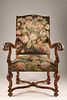 19th C French Louis XIII Style High-back Throne Armchair, Floral Tapestry Upholstery. A Louis Image - 4