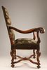 19th C French Louis XIII Style High-back Throne Armchair, Floral Tapestry Upholstery. A Louis Image - 6