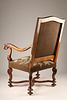 19th C French Louis XIII Style High-back Throne Armchair, Floral Tapestry Upholstery. A Louis Image - 7