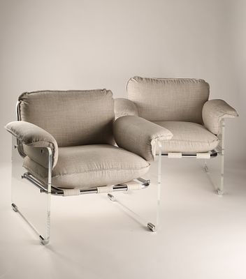 Pair of Modernist Pace Collection ARGENTA Lucite and Chrome Lounge Chairs. Pair of Modernist 
