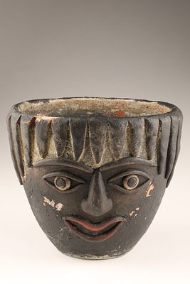 1960s Mid-century Folk Art Mexican Terracotta Face Planter. 1960s Mexican Mid-century Folk Art 