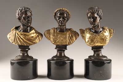 Collection Grand Tour Bronze Busts of Roman Emperors . Collection of antique Grand Tour solid 