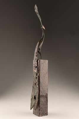Igor Kitzberger (Czechia, 1963 - 2025) Peacock Bronze Marble Sculpture . Igor Kitzberger 