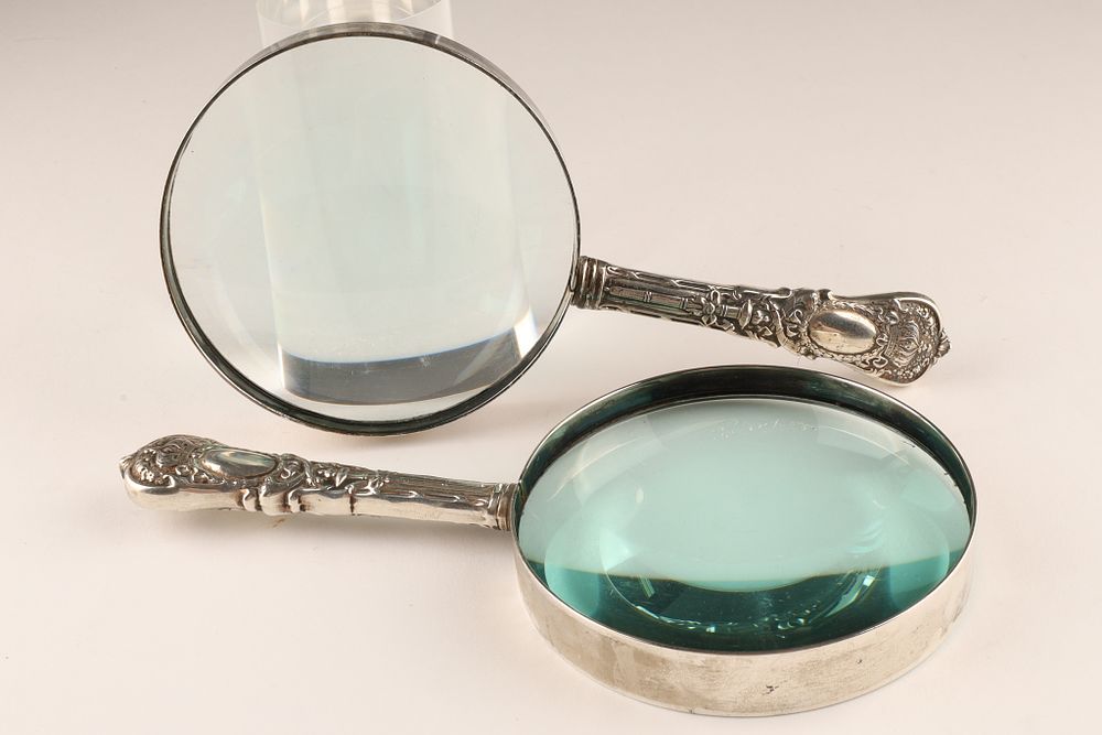 Pair of Antique Victorian Sterling Silver Rococo Magnifying Glasses. A pair of antique sterling 