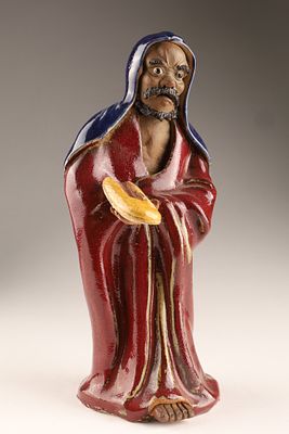 Chinese Qing Dynasty Shiwan Figure of Monk Bodhidharma . Chinese antique Shiwan (Shekwan) 