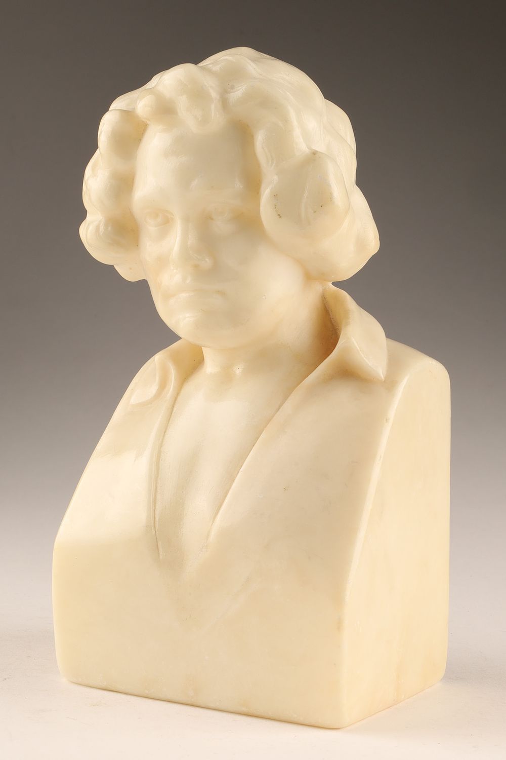 An Alabaster Bust of Ludwig van Beethoven, Goldscheider. An alabaster bust of Ludwig van 