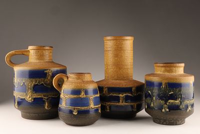 Collection Of 4 1960s MCM Scheurich W. Germany Vases, Amsterdam Series. Collection of 4 