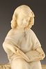 19th C Italian Alabaster Sculpture, La Lezione di Lettura / The Reading Lesson Signed Juyi. A Image - 1