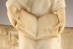 19th C Italian Alabaster Sculpture, La Lezione di Lettura / The Reading Lesson Signed Juyi. A Image - 2