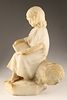 19th C Italian Alabaster Sculpture, La Lezione di Lettura / The Reading Lesson Signed Juyi. A Image - 4
