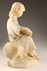 19th C Italian Alabaster Sculpture, La Lezione di Lettura / The Reading Lesson Signed Juyi. A Image - 6