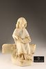 19th C Italian Alabaster Sculpture, La Lezione di Lettura / The Reading Lesson Signed Juyi. A Image - 8