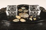 Victorian Lacquered Papier Mache Ink Stand / Desk Set C.1870s featuring black lacquer Image - 2