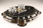 Victorian Lacquered Papier Mache Ink Stand / Desk Set C.1870s featuring black lacquer Image - 3