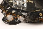 Victorian Lacquered Papier Mache Ink Stand / Desk Set C.1870s featuring black lacquer Image - 4