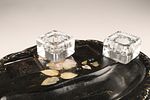 Victorian Lacquered Papier Mache Ink Stand / Desk Set C.1870s featuring black lacquer Image - 5