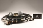 Victorian Lacquered Papier Mache Ink Stand / Desk Set C.1870s featuring black lacquer Image - 6