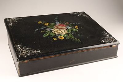 English Victorian Papier Mache Desk Box / Writing Slope. English Victorian Papier Mache Desk Box 