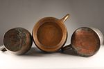 A Group of Antique French Kitchen Hammered Copper Pitchers Pots. Antique French copper jugs Image - 5