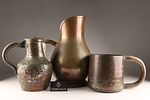 A Group of Antique French Kitchen Hammered Copper Pitchers Pots. Antique French copper jugs Image - 6