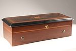 Antique Swiss Cylinder Roll Music Box in Marquetry Box. An antique Swiss cylinder music box Image - 1