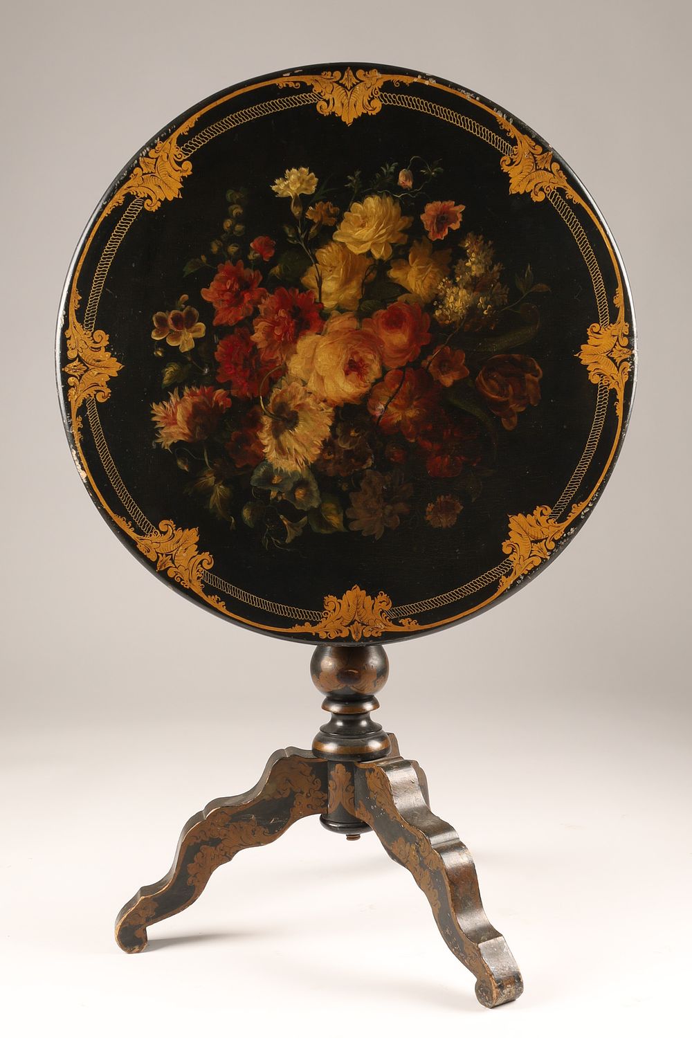 Fine 19th C. French Napoleon lll Lacquered Tilt-Top Table. French Napoleon III Empire tilt-top 