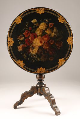 Fine 19th C. French Napoleon lll Lacquered Tilt-Top Table. French Napoleon III Empire tilt-top 