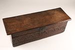 17th C English Jacobean / Charles II Carved Oak Coffer Box. A 17th-century English Jacobean or Image - 1