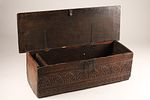 17th C English Jacobean / Charles II Carved Oak Coffer Box. A 17th-century English Jacobean or Image - 5