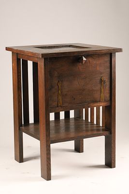 Arts and Crafts or Mission Oak Smoking Table / Stand. An Arts and Crafts or Mission Oak smoking 