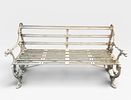 19th C English Serpent and Grape Pattern Cast Iron Garden Bench. An English white painted cast Image - 4