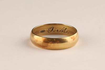 14K Yellow Gold Wedding Band, Size 11.5. 14K yellow gold band, stamped 585, initialed on the 