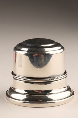 Birks Sterling Silver Ring Box with Domed Lid and velvet interior with gold wash. Marked in lid 