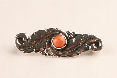 Carl Poul Petersen (Danish-Canadian, 1895-1977) 1950s Sterling Silver and Coral Brooch. A 