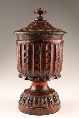 Antique 19th C English Regency Carved Treen Mahogany Humidor Urn. Antique 19th century English 