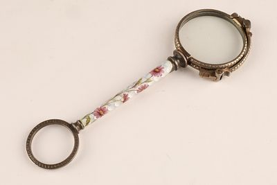 French 19th C Guilloche Enamelled Silver Lorgnettes, French Hallmarks. French 19th C Guilloche 