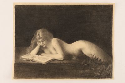 Jean-Jacques Henner, After, Reclining Female Nude Reading, Circa 1900. After Jean-Jacques Henner 